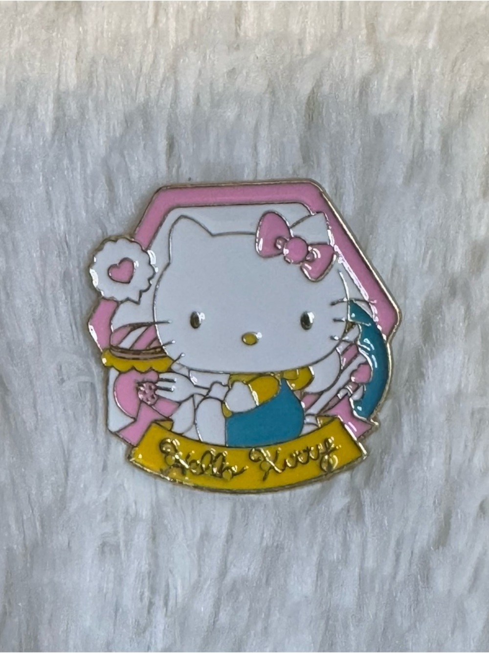 Premium Sanrio Hello Kitty Pink, White & Yellow Enamel Pin lapel brooch